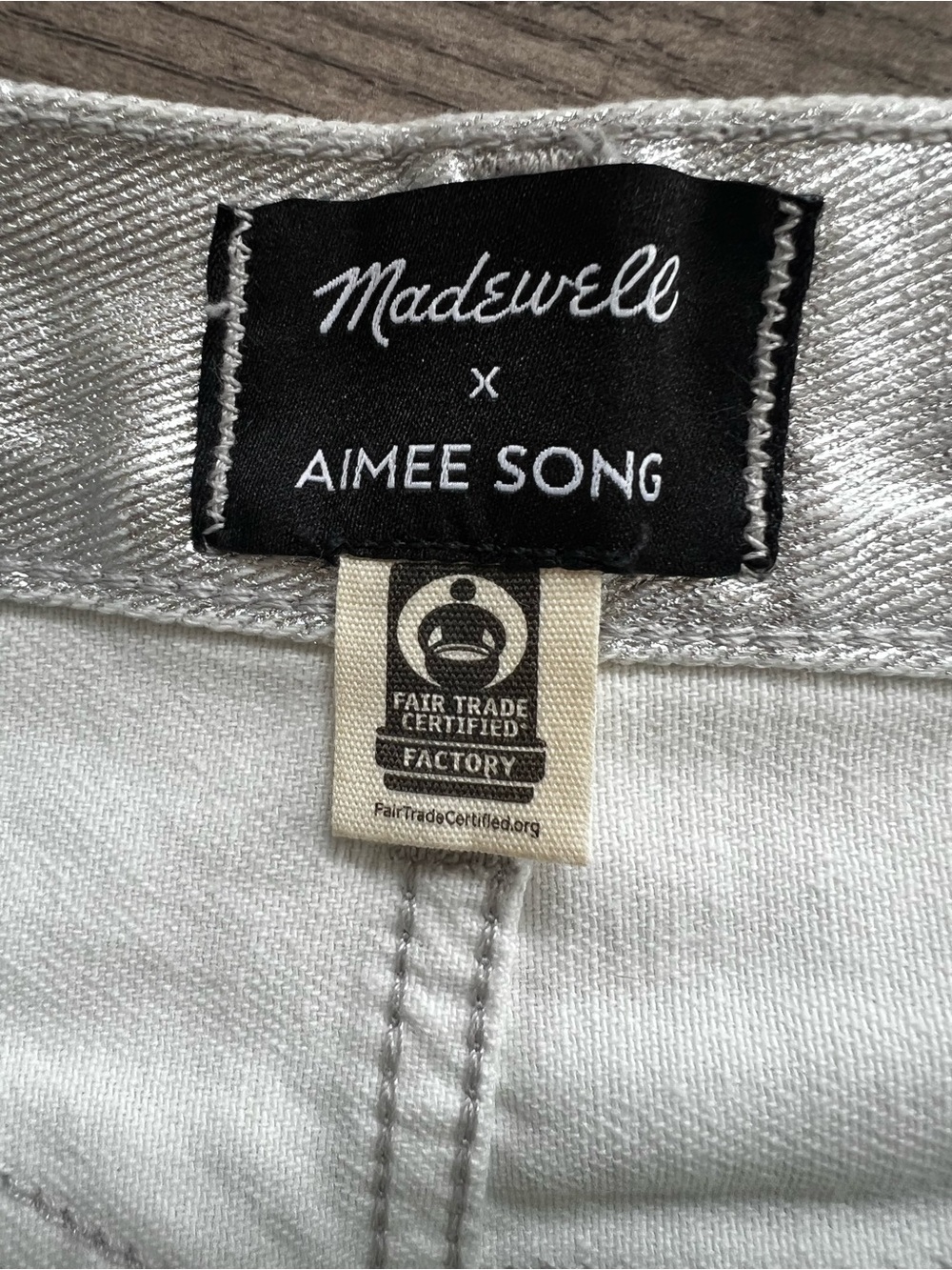 Madewell X Aimee Song Metallic Silver Wide-Leg Jeans Concert New Years Size 25 - Picture 5 of 7